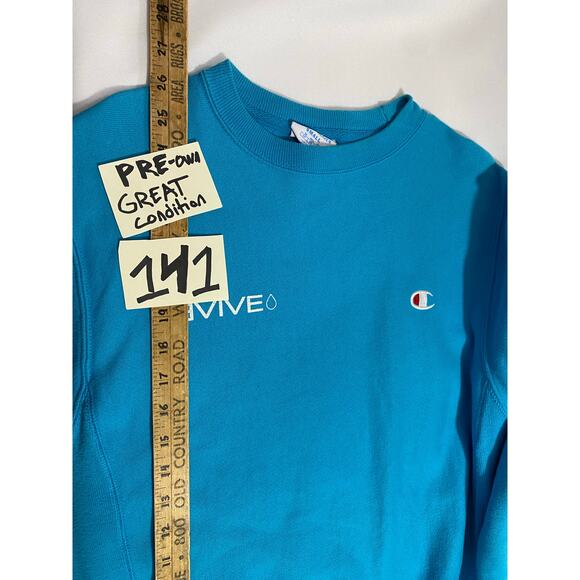 Vintage Champion Reverse Weave 90s Olympia Revive Blue Sweatshirt size Small - Picture 3 of 11